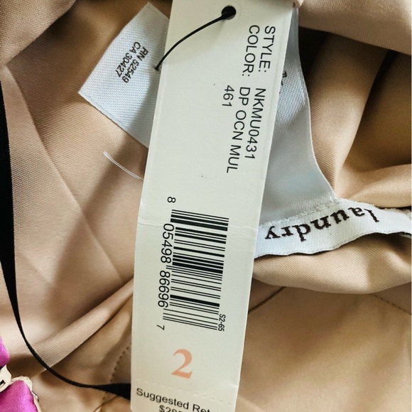 Vintage Y2K Laundry babydoll mini dress in purple, black & tan 100% silk. NWT 2 - Picture 6 of 7